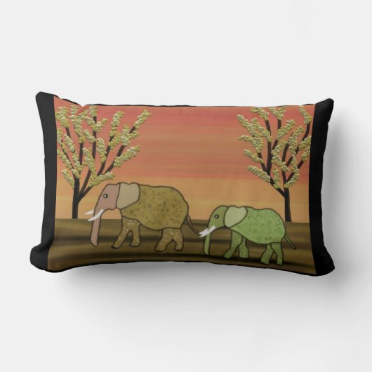 象の日没のLumbarの枕 ランバークッション (正面)