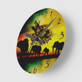 象の日没 ラウンド壁時計 (傾斜)