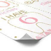 象の最初の誕生日のマイルストーンのサイン女の子 ポスター (角)