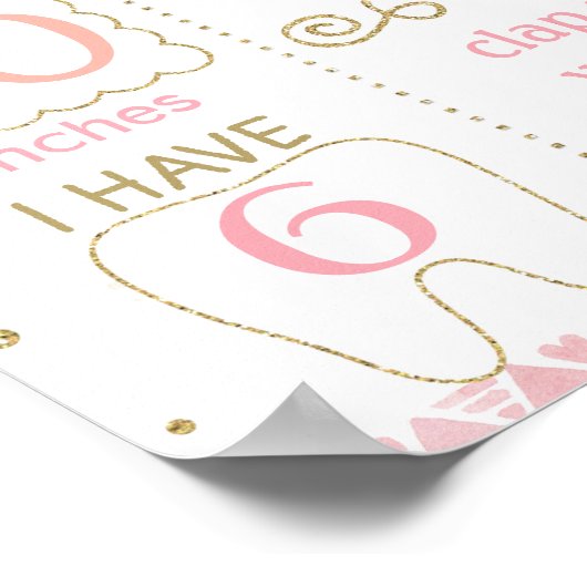 象の最初の誕生日のマイルストーンのサイン女の子 ポスター (角)