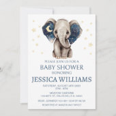 象の月と星の男の赤ちゃんシャワーの招待 招待状 (正面)