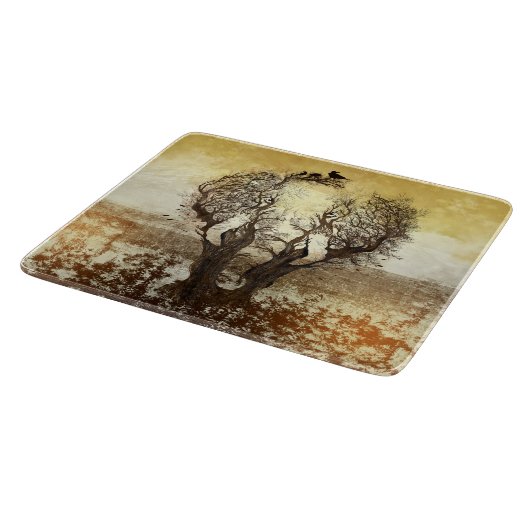 象の木の抽象芸術 カッティングボード (角)