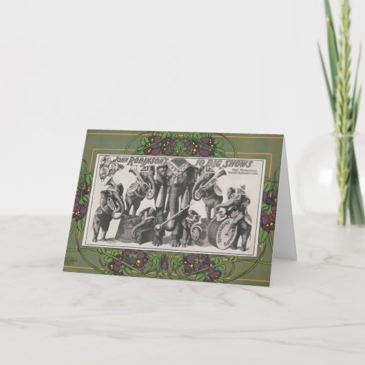 象の楽器のサーカス遊ポスター カード (正面)