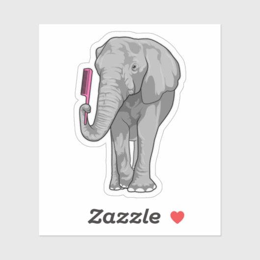 象の櫛で美容師 シール (シート)