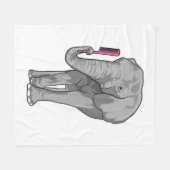 象の櫛で美容師 フリースブランケット (正面(横))