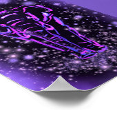 象の歩くポスタースターナイトパープルピンク ポスター (角)