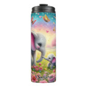 象の母とベビーが花草地に タンブラー (正面)