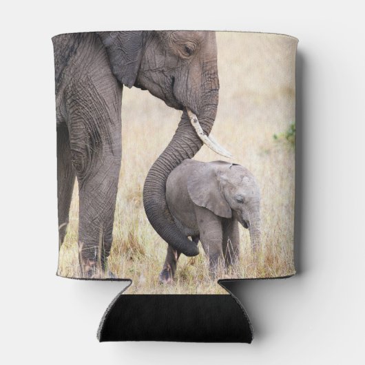 象の母とベビー写真 缶クーラー (裏面)