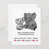 象の母と彼女のふくらはぎ花の母の日 シーズンカード (正面/裏面)