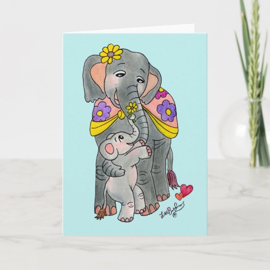 象の母と息子の母の日のカード 案内状 (正面)