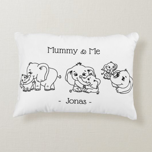 象の母と私の母の日パーソナライズされた アクセントクッション (裏面)