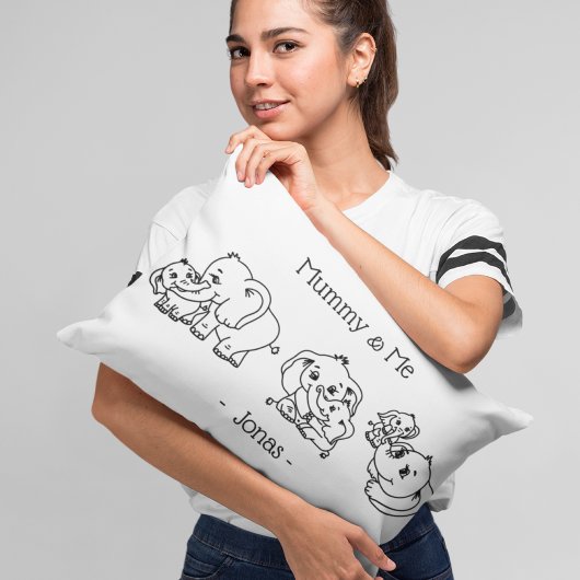 象の母と私の母の日パーソナライズされた アクセントクッション