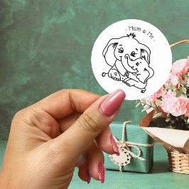 象の母と私の母の日パーソナライズされた ラウンドシール