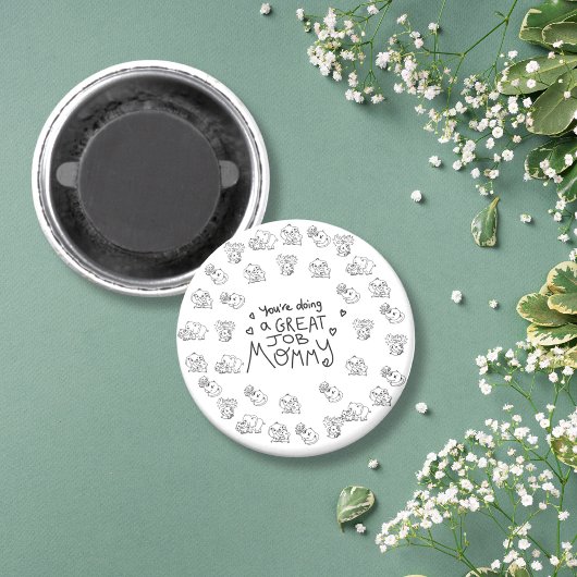 象の母と私の母の日ラウンド マグネット