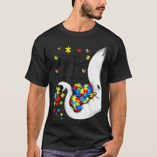 象の母違う自閉症 Tシャツ (正面)