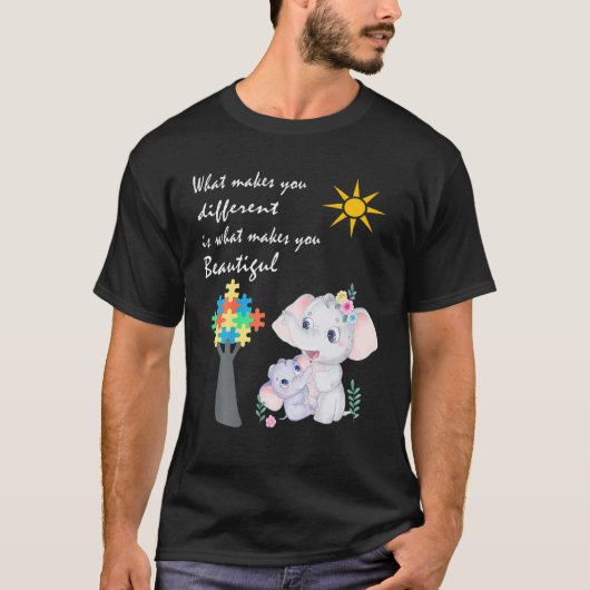 象の母違う自閉症 Tシャツ (正面)
