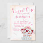 象の水彩甘い一女の子2nd誕生日 招待状 (正面)