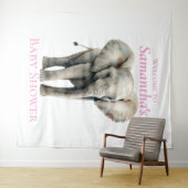 象の水彩赤ちゃんシャワー背景 タペストリー (インサイチュ(横))