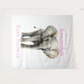 象の水彩赤ちゃんシャワー背景 タペストリー (正面(横))