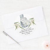 象の水色の緑の緑の金ゴールド ラウンドシール (封筒)