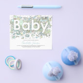 象の水色ボーイズ予算ベビーシャワーブルー チラシ (シングル)