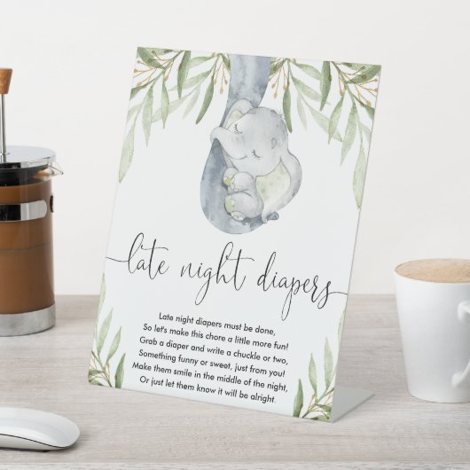 象の深夜おむつ赤ちゃんシャワーゲーム 台座サイン (インサイチュ)