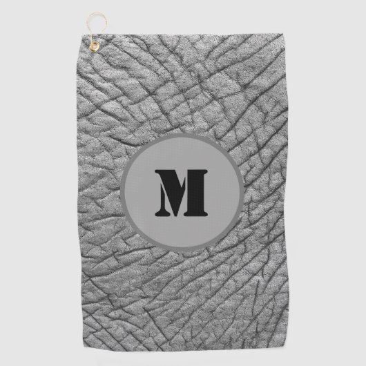 象の灰色の肌のパターンモノグラムをカスタマイズ可能 ゴルフタオル (正面)