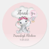 象の熱気球ありがとう ラウンドシール (正面)