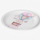 象の熱気球の水の色ベビーシャワー ペーパープレート (アングル)
