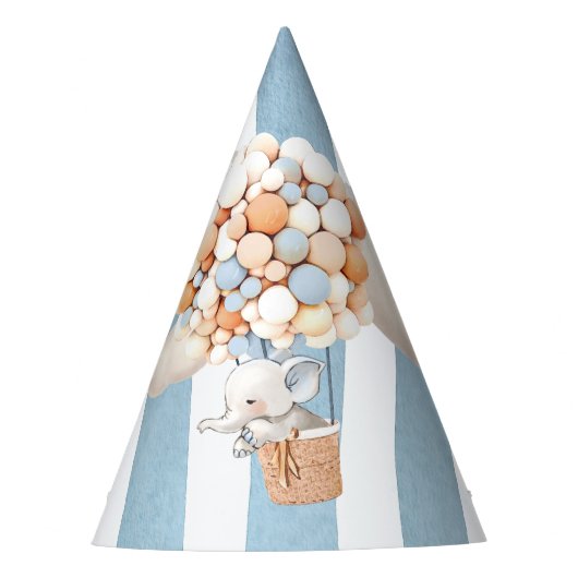 象の熱気球パーティー帽子 パーティーハット (正面)