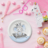 象の王子様 ベビーシャワー ペーパープレート (パーティー)