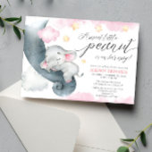 象の甘い小さなピーナッツかわいい女の子の赤ちゃんシャワー 招待状