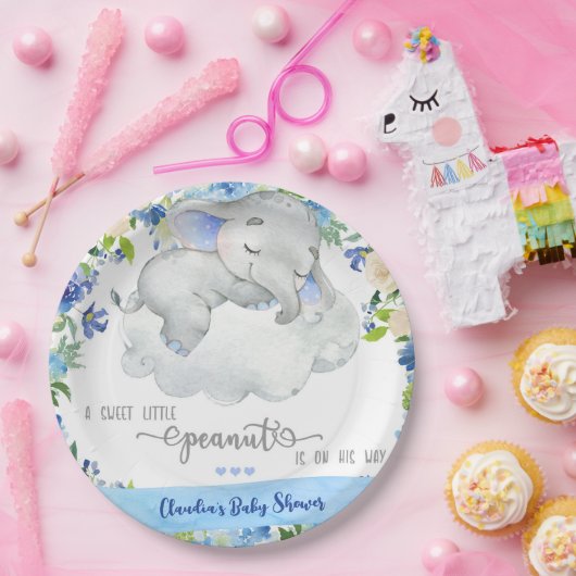 象の男の子の赤ちゃんシャワーパーティー紙プレート。 ペーパープレート (パーティー)