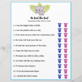 象の男の子の赤ん坊シャワー彼は彼女はゲームを言った