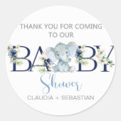 象の男の子の赤ん感謝していだシャワーあなたの周りのシール。 ラウンドシール (正面)