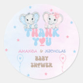 象の男の子シャワーありがとう ラウンドシール (正面)