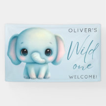 象の男の子1歳の誕生日