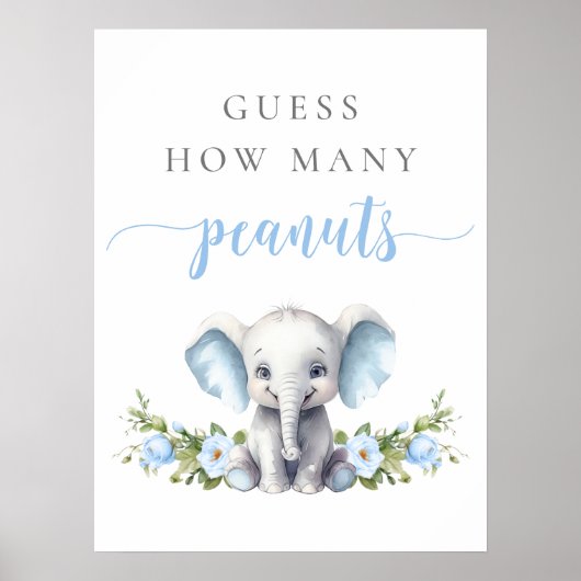 象の男の赤ちゃんシャワー推測どのぐらいピーナッツ ポスター (正面)