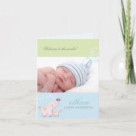 象の男の赤ちゃん写真誕生のお知らせ 案内状