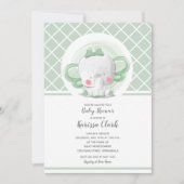 象の男女兼用ベビーシャワー招待状 (正面)