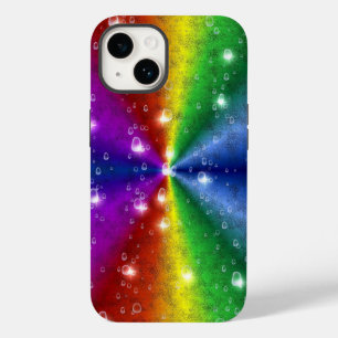 象の皮のレザーオプティクに虹、雨滴 Case-Mate iPhone 14ケース