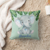 象の真新しい緑の熱帯男の子の子供部屋の装飾 クッション (ブランケット)