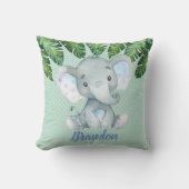 象の真新しい緑の熱帯男の子の子供部屋の装飾 クッション (正面)