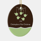 象の移動式ベビーの初めてのクリスマスのオーナメント セラミックオーナメント (右)