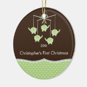 象の移動式ベビーの初めてのクリスマスのオーナメント セラミックオーナメント (左)