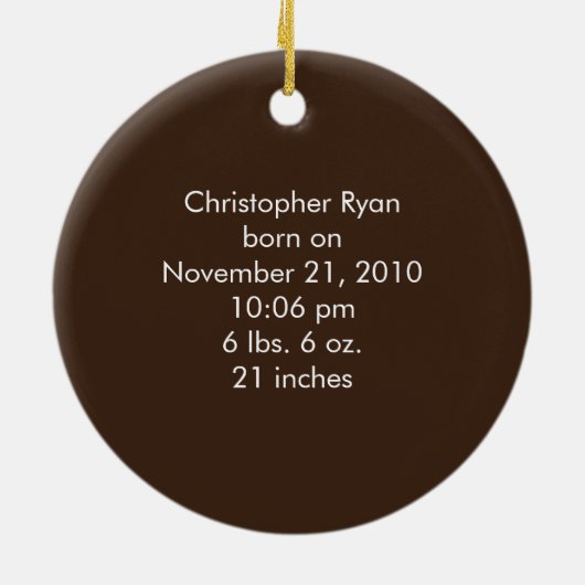 象の移動式ベビーの初めてのクリスマスのオーナメント セラミックオーナメント (裏面)