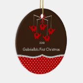 象の移動式ベビーの初めてのクリスマスのオーナメント セラミックオーナメント (右)