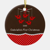 象の移動式ベビーの初めてのクリスマスのオーナメント セラミックオーナメント (正面)