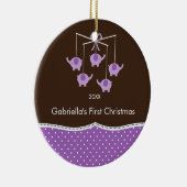 象の移動式ベビーの初めてのクリスマスのオーナメント セラミックオーナメント (右)