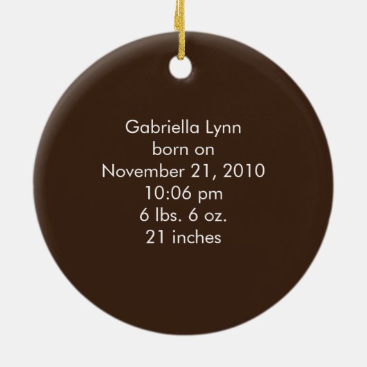 象の移動式ベビーの初めてのクリスマスのオーナメント セラミックオーナメント (裏面)